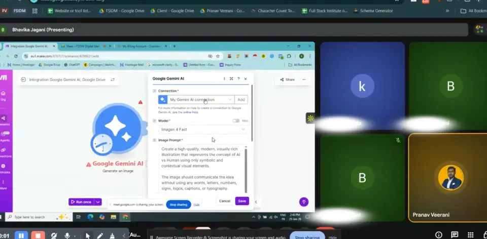FSIDM live class on Google Meet with Pranav Veerani
