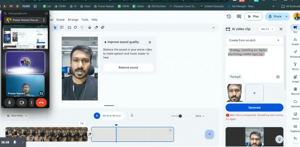 FSIDM live class on Google Meet with Pranav Veerani