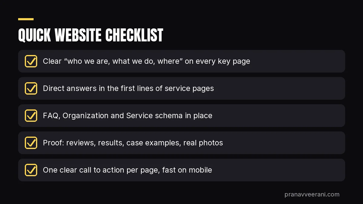 Quick website checklist for AI search